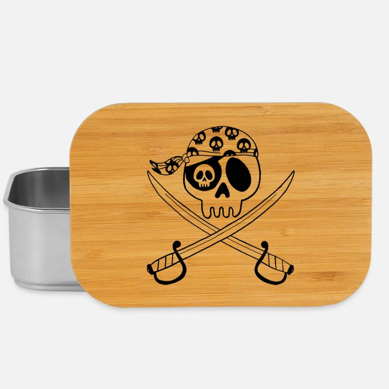 Tête de mort pirate (noir) - Boîte à goûter - argent
