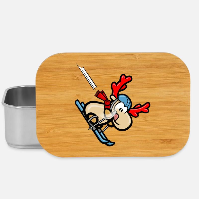 Comic reindeer Elmondo on the ski run - Lunch Box - silver