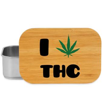 Ich liebe THC – Weed – Cannabis - Lunch Box - Silber - Vorne