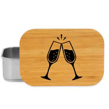 Clinking Glasses – Black & White Wedding - Lunch Box - silver - Front