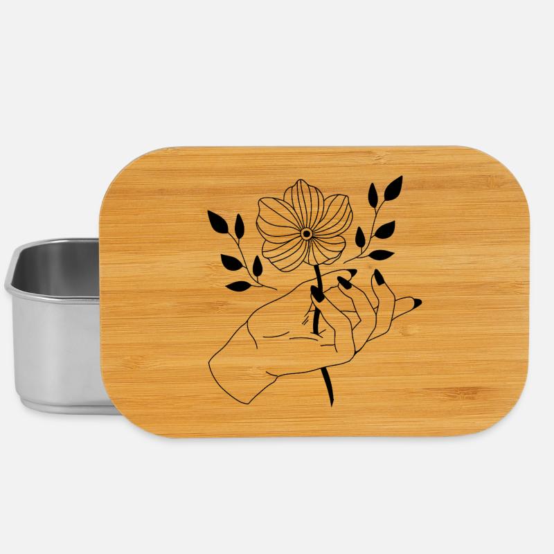 Blume in der Hand - Lunch Box - Silber