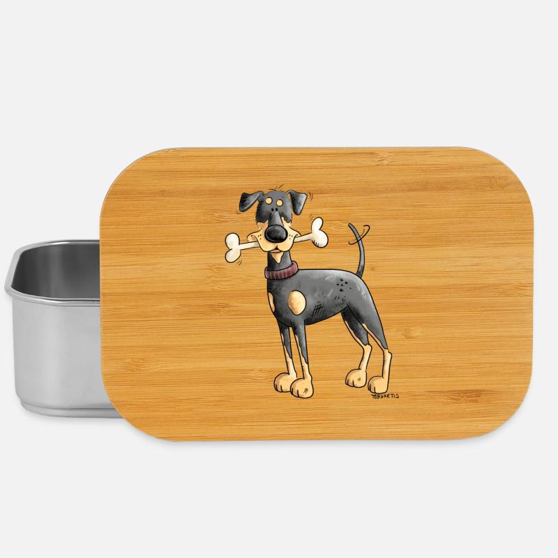 Doberman or Pinscher with bone - Lunch Box - silver