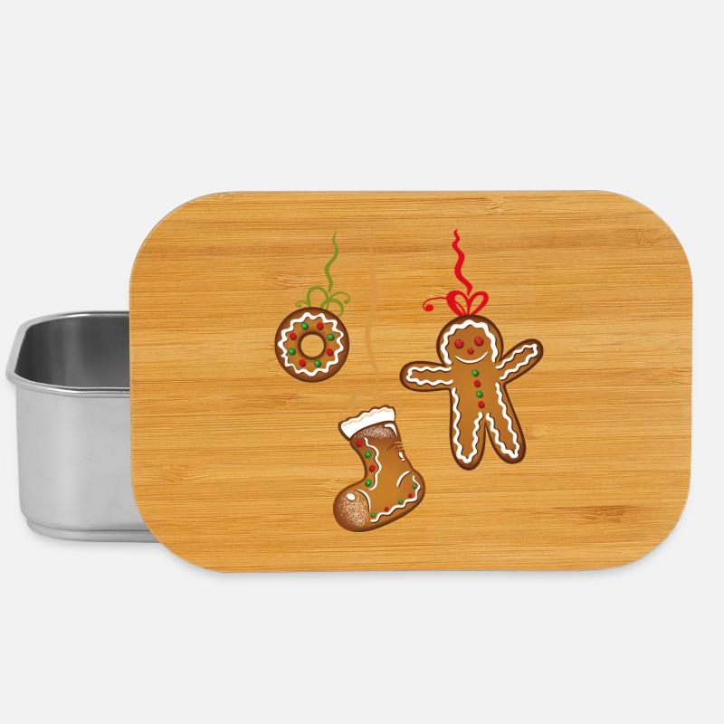 Weihnachtsplätzchen, Weihnachten, Lebkuchenmann. - Lunch Box - Silber