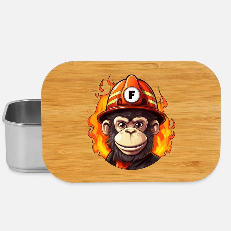 Feuerwehr Affe - Lunch Box - Silber