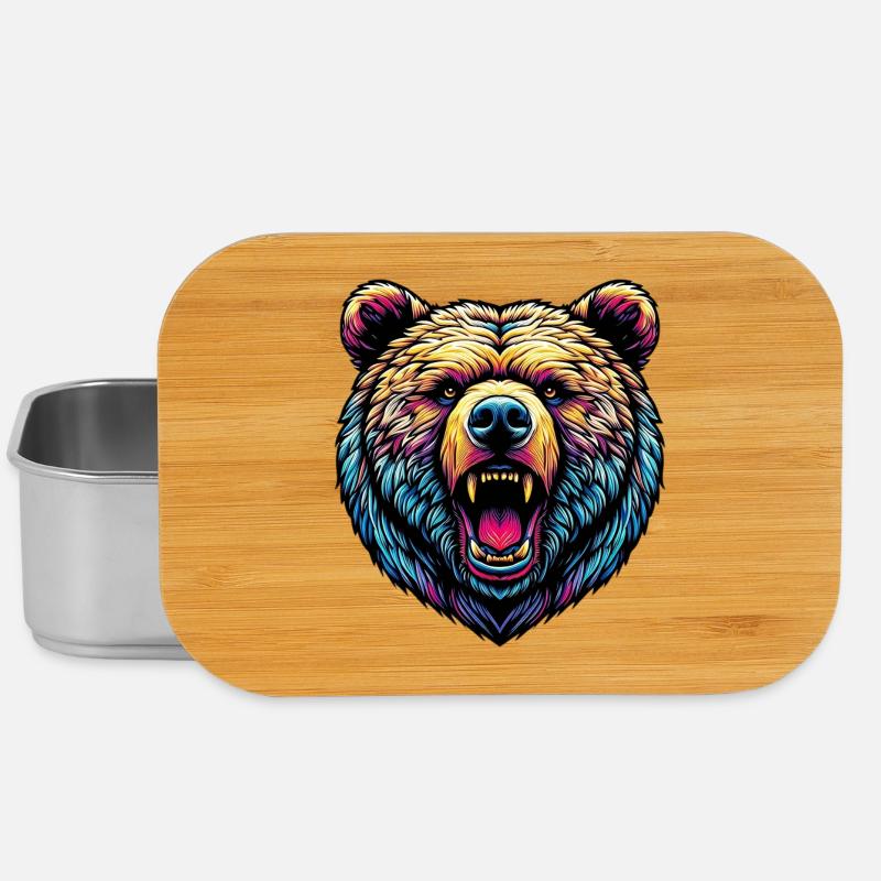 Angry Ferocious Bear - Lunch Box - silver