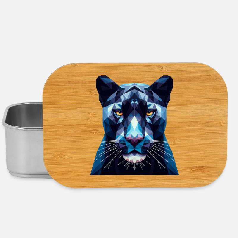 A blue panther in polygon style - Lunch Box - silver