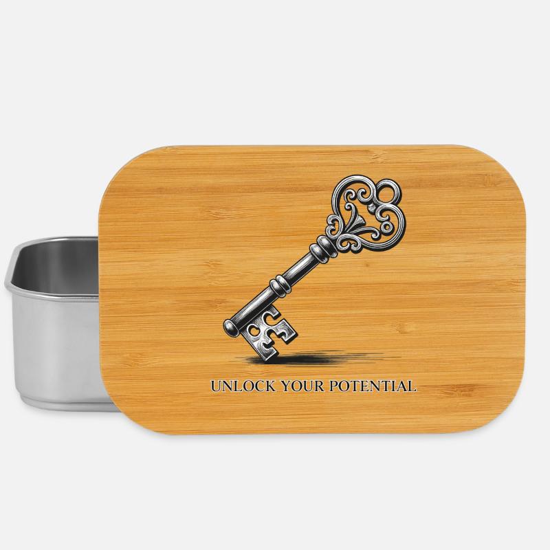 Key motif with squiggle design - Lunch Box - silver