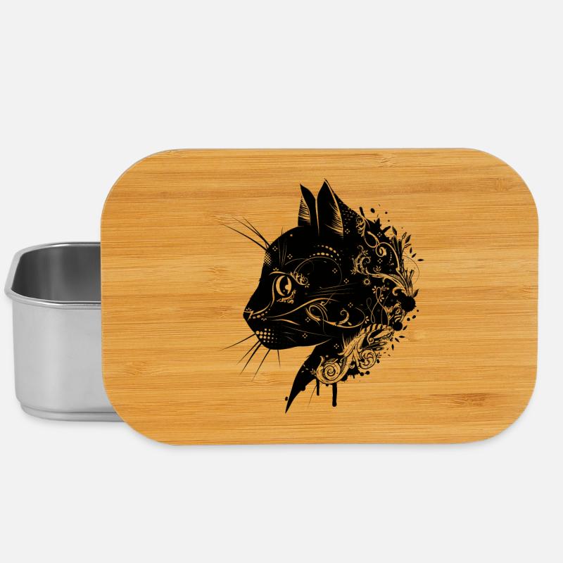 une tête florale d'un chat - Boîte à goûter - argent