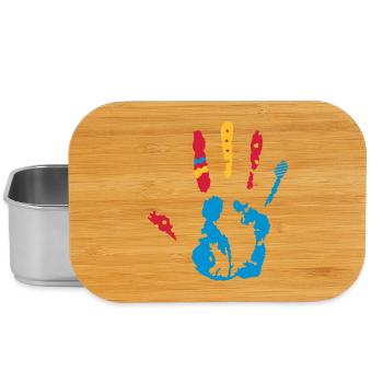 A colorful hand print with various shapes - Lunch Box - silver - Front