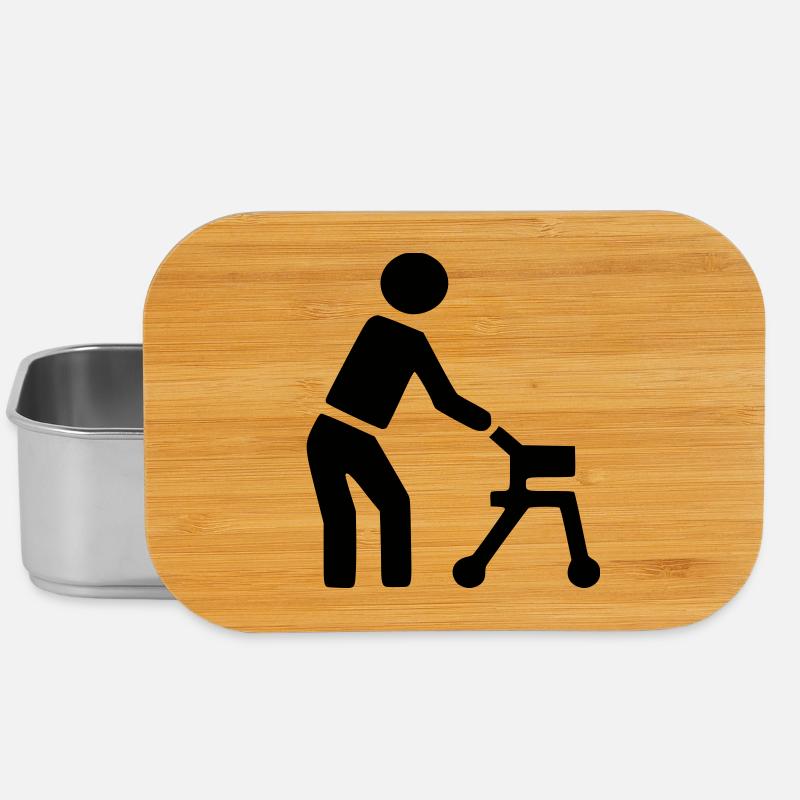 Behinderte Person hinter Rollator # - Lunch Box - Silber