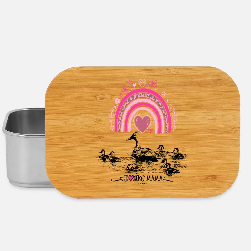Muttertag Entenmama mit Küken & Regenbogen - Lunch Box - Silber