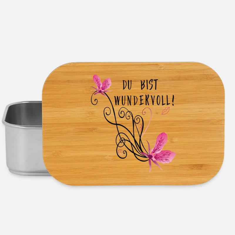 Du bist wundervoll, Blumenranke - Lunch Box - Silber