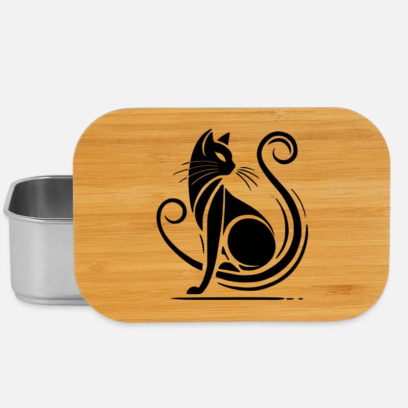 chat noir moderne - Boîte à goûter - argent
