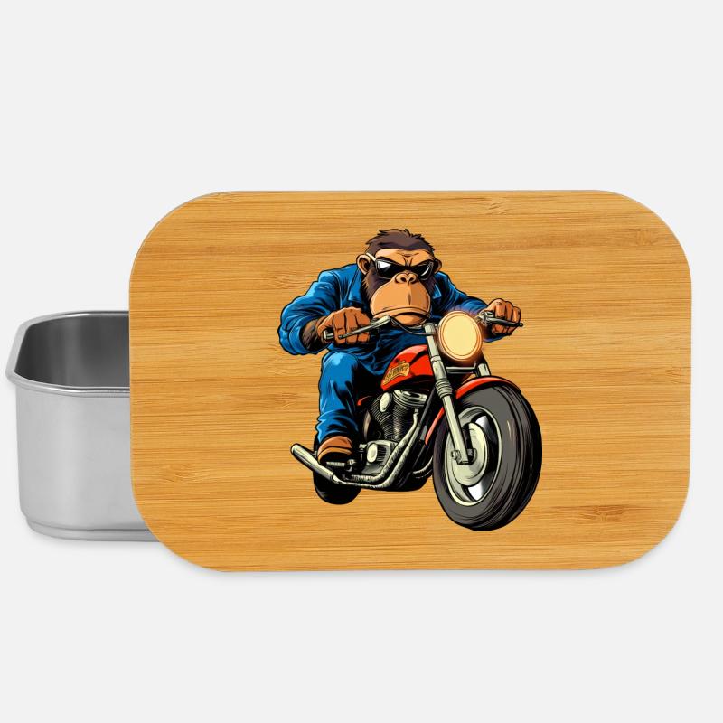 Motorradfahrer Affe - Lunch Box - Silber