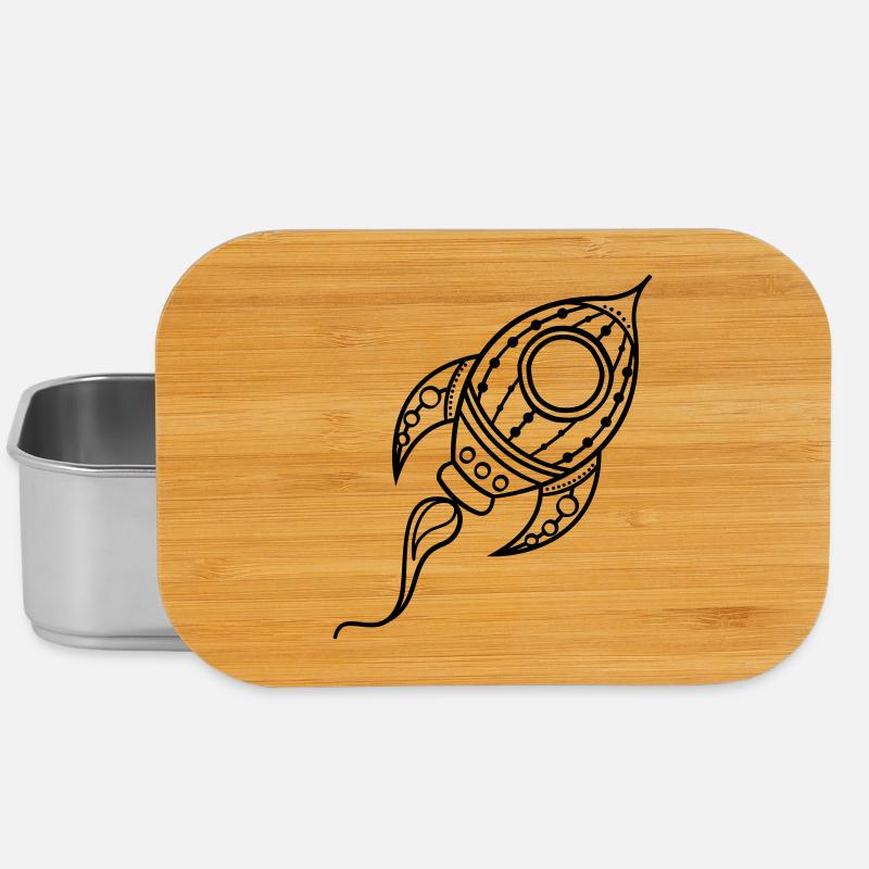 Rocket Ship Doodle Space Travel - Lunch Box - silver