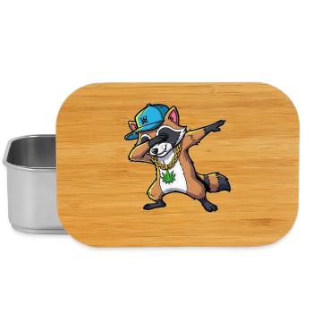 Dabbing Raccoon with Hemp Leaf - Lunch Box - silver - Front