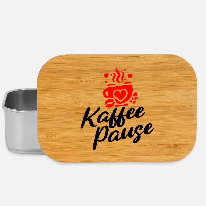 Kaffee Pause - Kaffeebecher mit Herzmotiv - Lunch Box - Silber