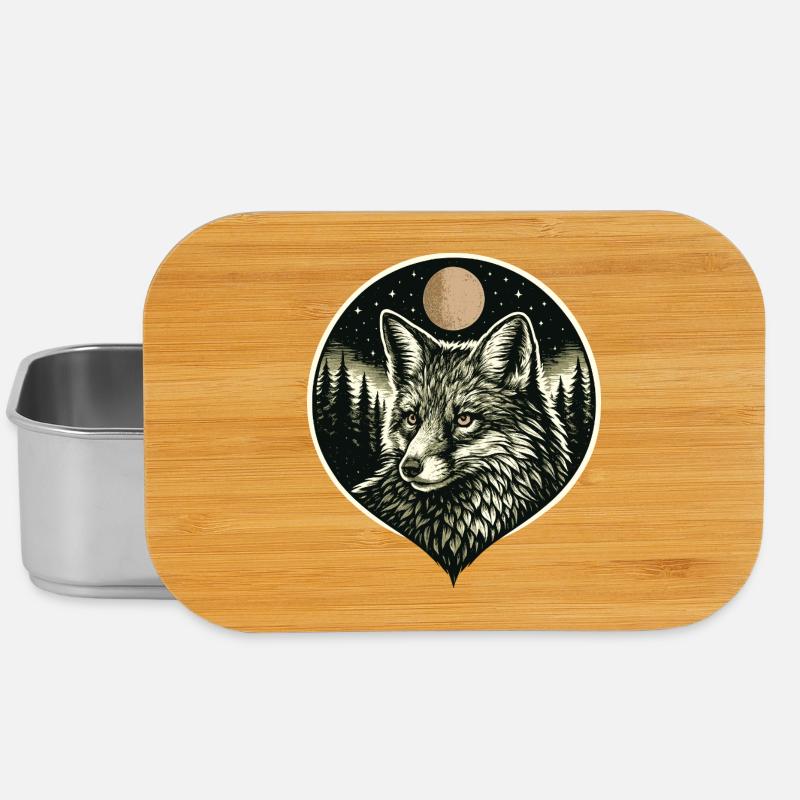 Silent Mind - Fuchs im Woodcut Stil - Boîte à goûter - argent