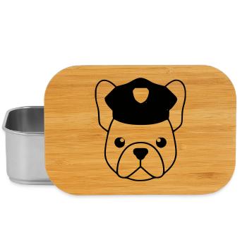 Frenchie Polizist Cop Kopf - Lunch Box - Silber - Vorne