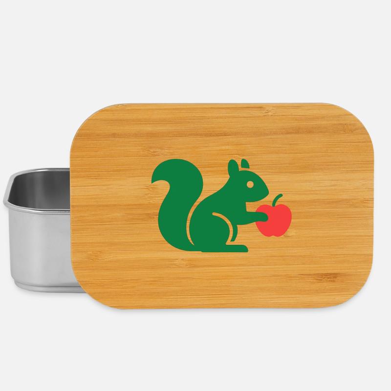 Grünes Eichhörnchen mit Apfel - Lunch Box - Silber