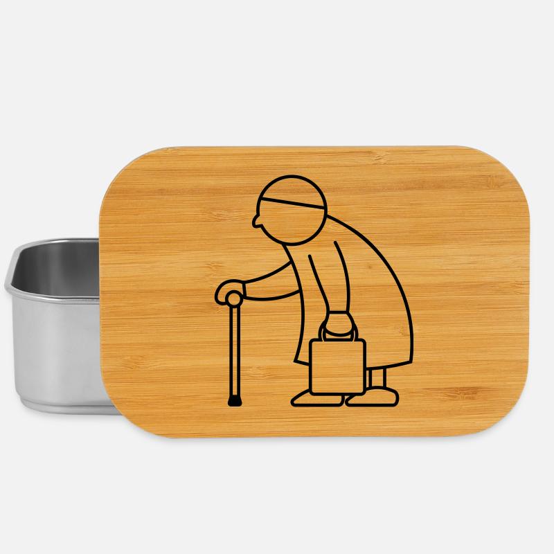 Alte Dame mit Einkaufstasche - Lunch Box - Silber