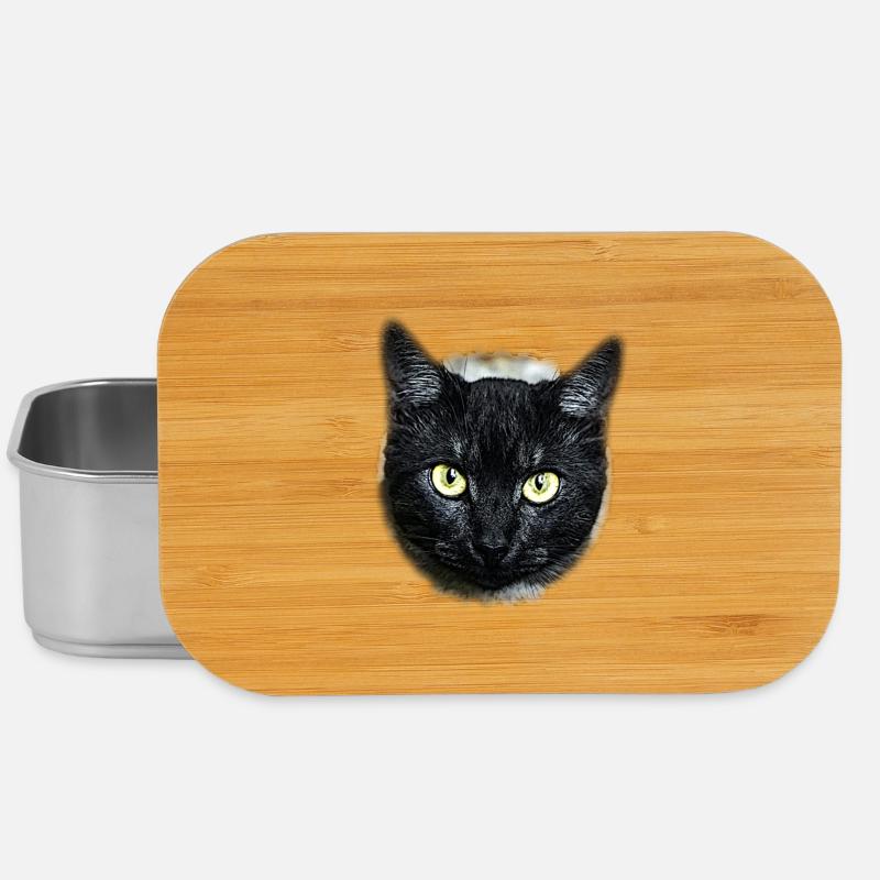 black cat schwarze Katze - Lunch Box - Silber