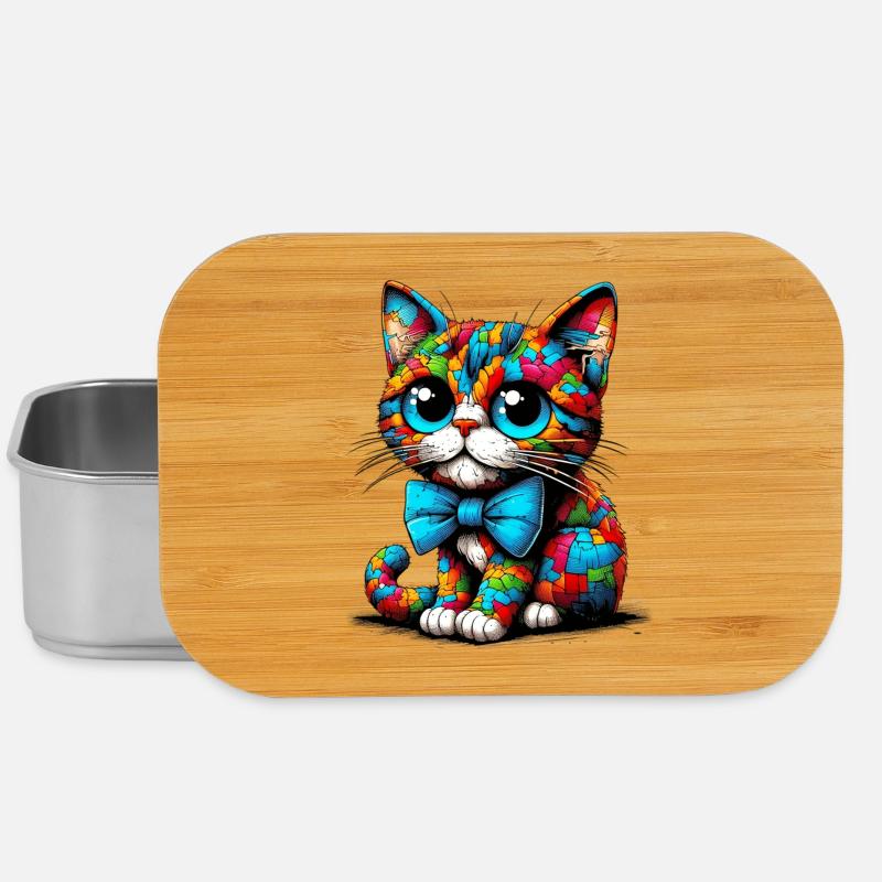 Katze mit Fliege - Lunch Box - Silber