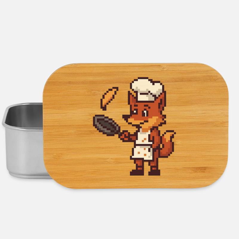 Pixelated Kitchen Chef Fox - Lunch Box - silver