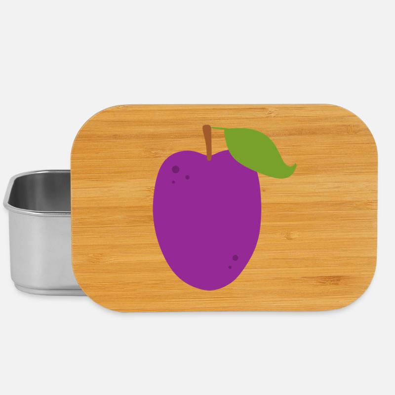 Vibrant Plum Fruit Illustration - Lunch Box - silver