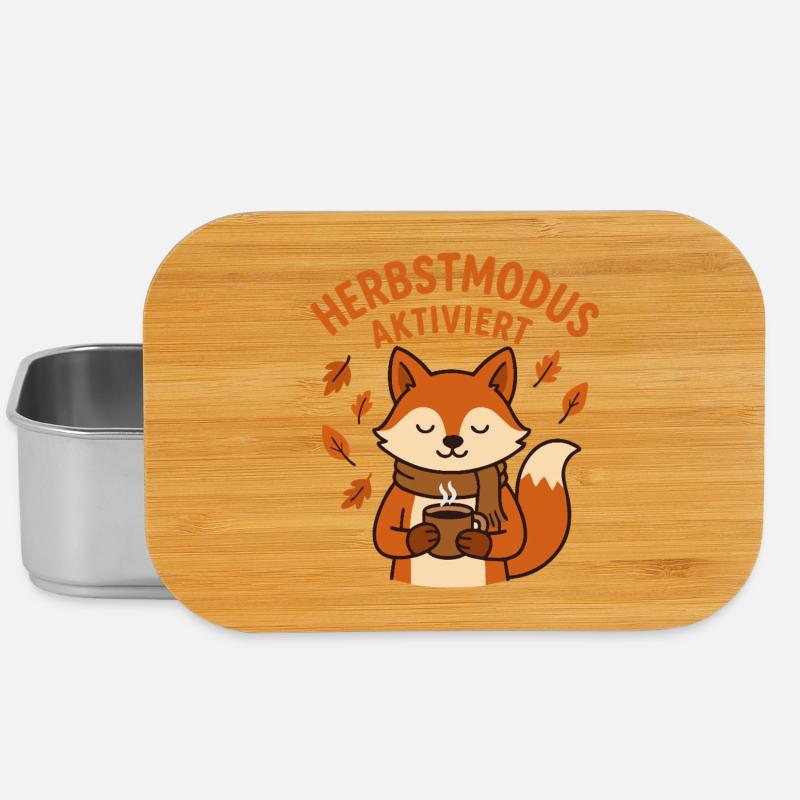 Herbstmodus aktiviert | Fuchs mit Kaffeetasse - Lunch Box - Silber