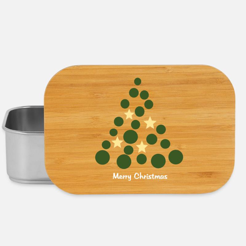 Kreisbaum mit Sternen – Merry Christmas - Lunch Box - Silber