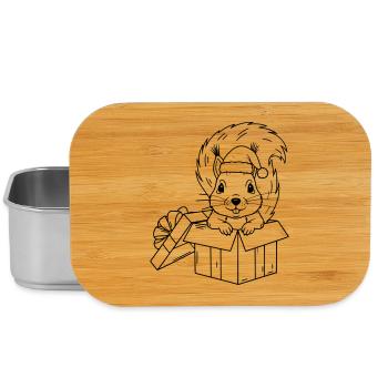 Un mignon écureuil de Noël dans une boîte cadeau - Boîte à goûter - argent - Devant
