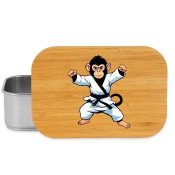 Schimpansen Affe im Karate Gi Kampfsport Motiv - Lunch Box - Silber - Vorne