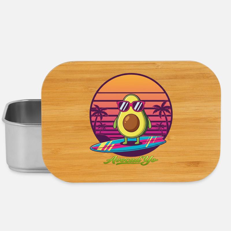 Avocado-Surf vor Retro-Sunset - Lunch Box - Silber