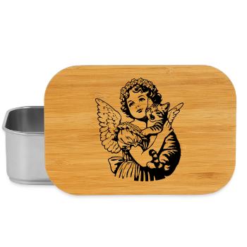 Engel mit Katze – Cherub Vintage Illustration - Lunch Box - Silber - Vorne