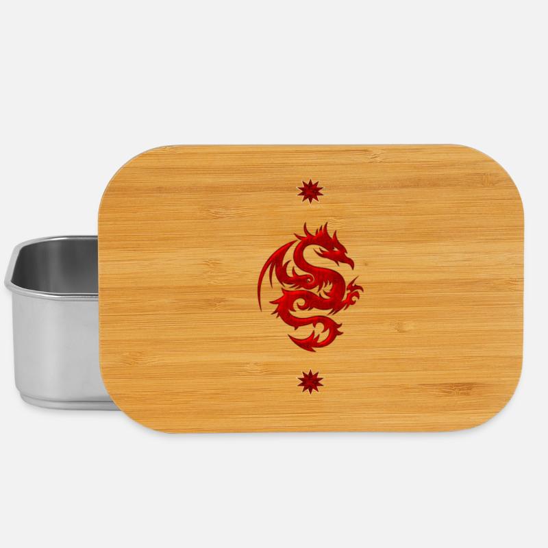 Ehrfürchtiger roter chinesischer Drache - Lunch Box - Silber