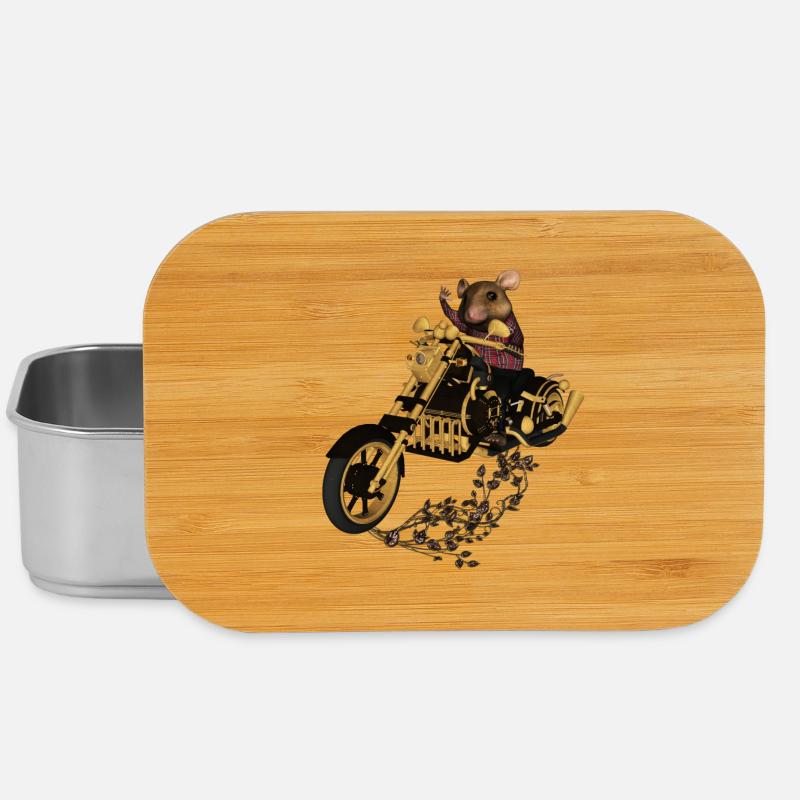 Muster, lustige Maus auf einem Motorrad - Lunch Box - Silber