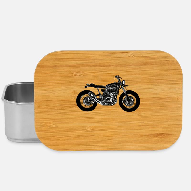 Moto dessinée en noir - Boîte à goûter - argent