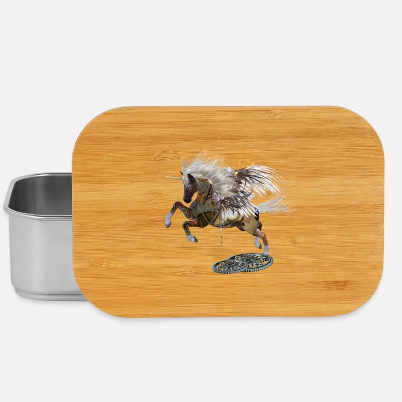 Wunderbares Steampunk-Einhorn mit Pilzen - Lunch Box - Silber