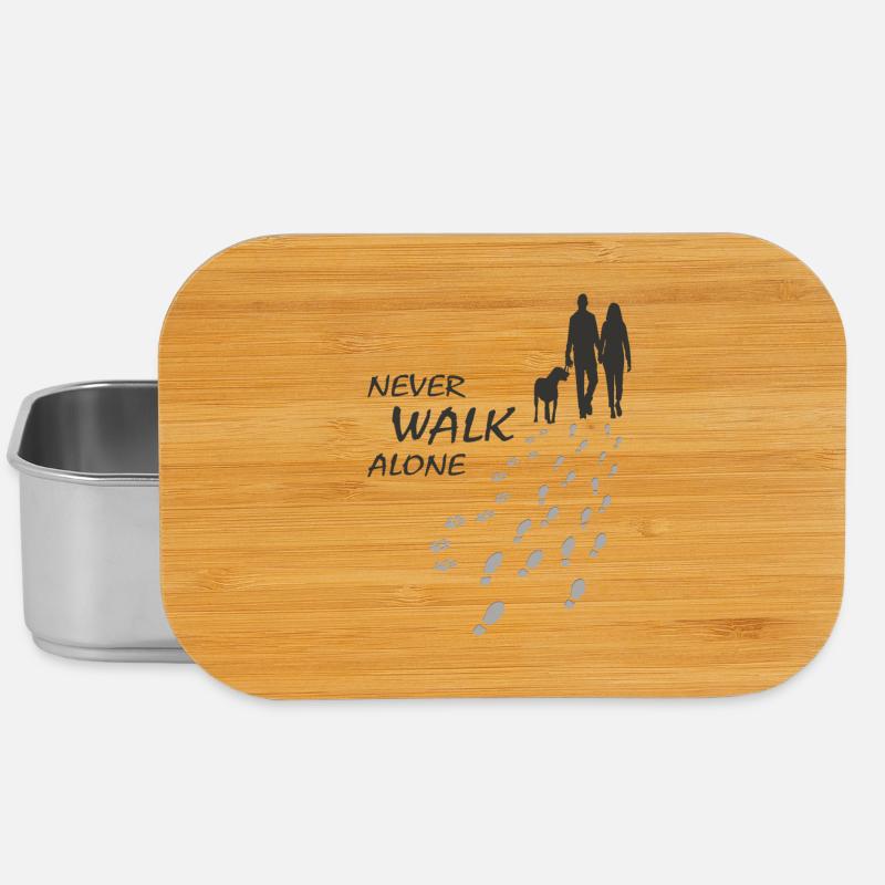 Hund - NEVER WALK ALONE, Mann Frau, Gassi - Lunch Box - Silber