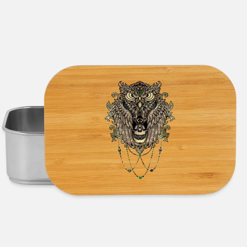 Elegante Eule mit Totenkopf - Lunch Box - Silber