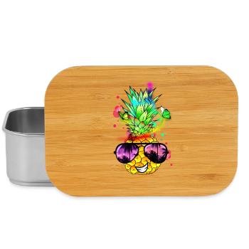 coole Ananas in bunten Farben - Lunch Box - Silber - Vorne