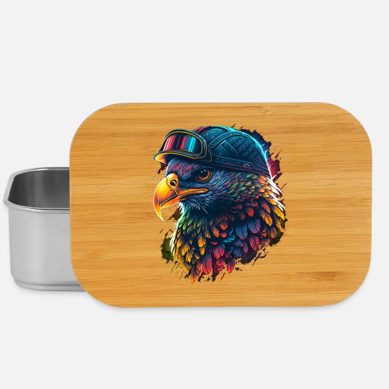 Aigle coloré en casque hitech - Boîte à goûter - argent