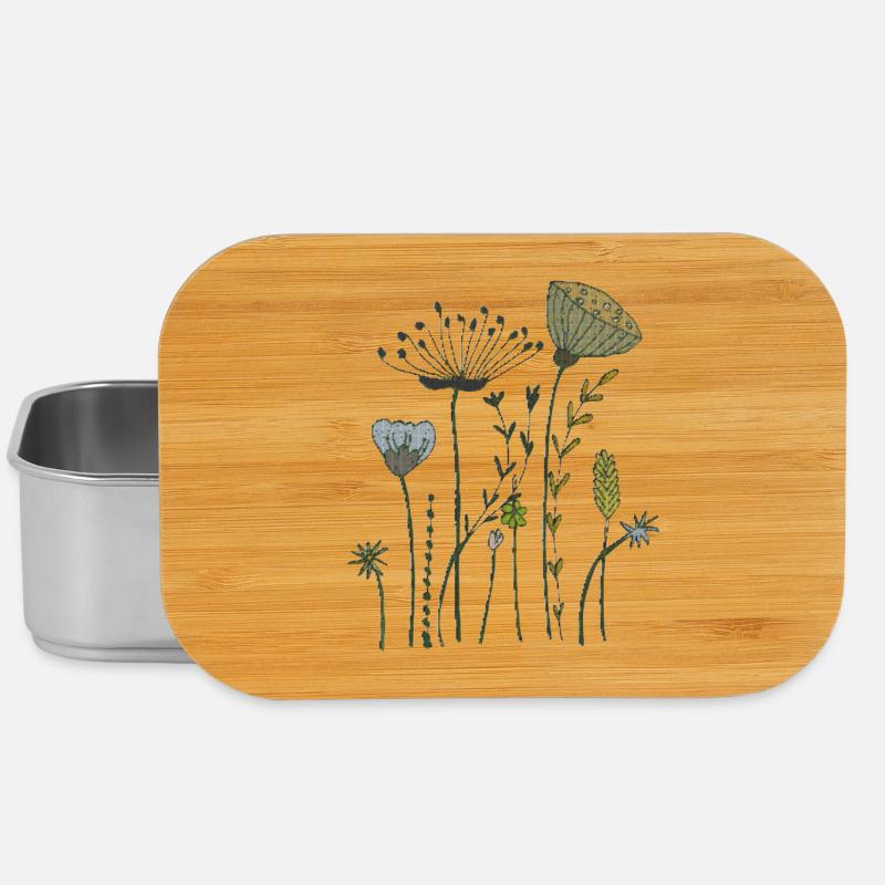 trockenblumen gewebe - Lunch Box - Silber