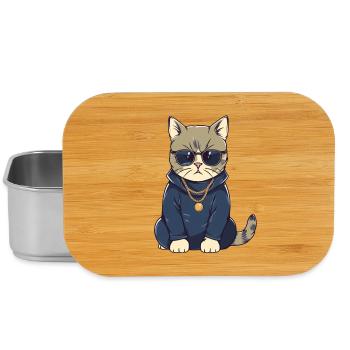 Chat avec lunettes de soleil et sweat à capuche - Boîte à goûter - argent - Devant