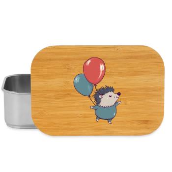 Kleiner Igel mit Luftballons - Lunch Box - Silber - Vorne