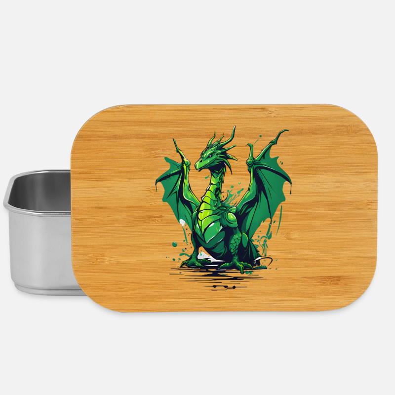 Grüner Drache - Lunch Box - Silber