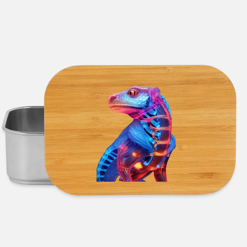 Neon Illuminated Dragon - Lunch Box - silver