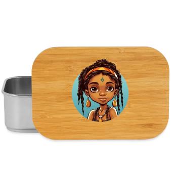 Afro Schwarz Kind Junge Mädchen Ethno Geschenkidee - Lunch Box - Silber - Vorne