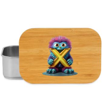 Mehrfarbiges Monster mit X - Lunch Box - Silber - Vorne